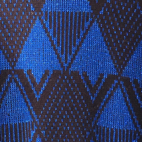 Vintage Fortune Knits Inc Womens Knit Sweater Size Medium Black Blue Pattern - Picture 2 of 7